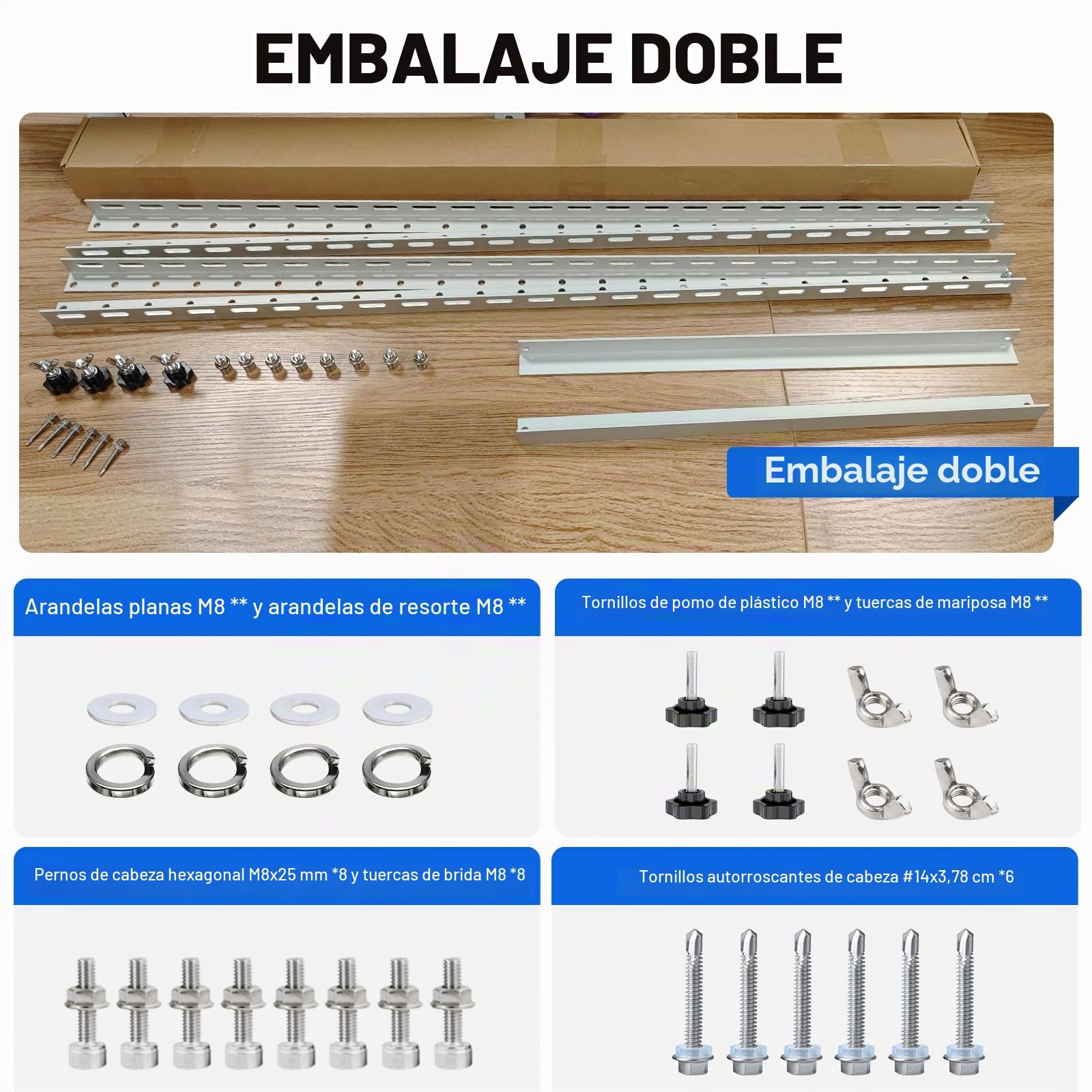 ECO-WORTHY 4 unidades de soporte para panel solar, 114.3 cm, 45 pulgadas, soporte de aluminio para plantas de balcón, ángulo ajustable 0-90°, 100 W-800 W, módulo solar, juego de fijación para techo