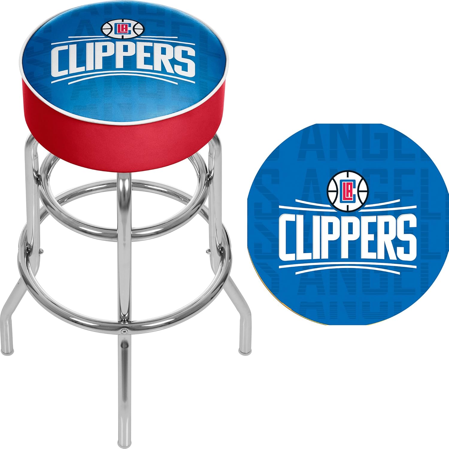 Trademark Gameroom NBA1000-LAC3 NBA Padded Swivel bar Stool - City - Los Angeles Clippers