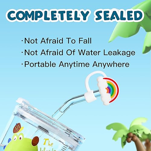 Miniatura 4 de 16 fundas para popotes de 0.4 pulgadas  0.394 in, a prueba de polvo, de silicona, tapones reutilizables de dibujos animados para vasos