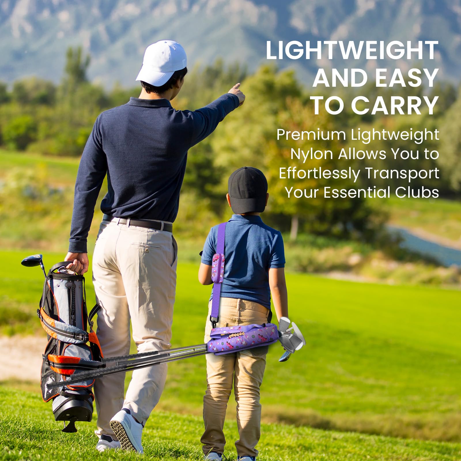 Golf Club Bag Mini for Men Women Driving Range Course Practice Golf Pencil Bag with Shoulder Straps Sleeves Lightweight Durable Fashion Color Black Blue Pink for Golf Training (Rose) - Image 4