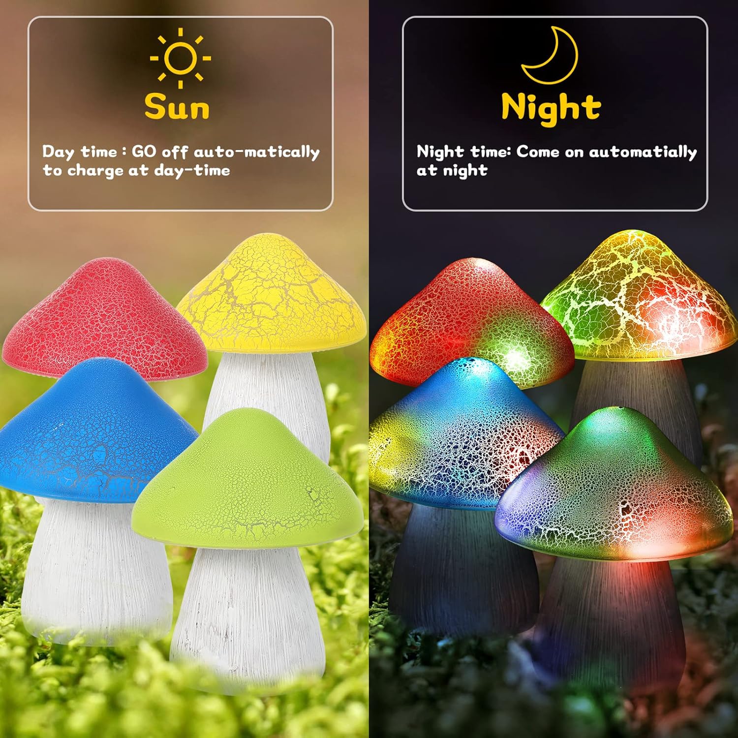 Macarrie Solar Mushroom Lights Outdoor Garden Decor 4.7x5.7 Inch Spring Summer Stake Lights Waterproof Solar Mushroom Pathway Landscape Lamp Gardening Gifts for Yard Lawn Flower Bed