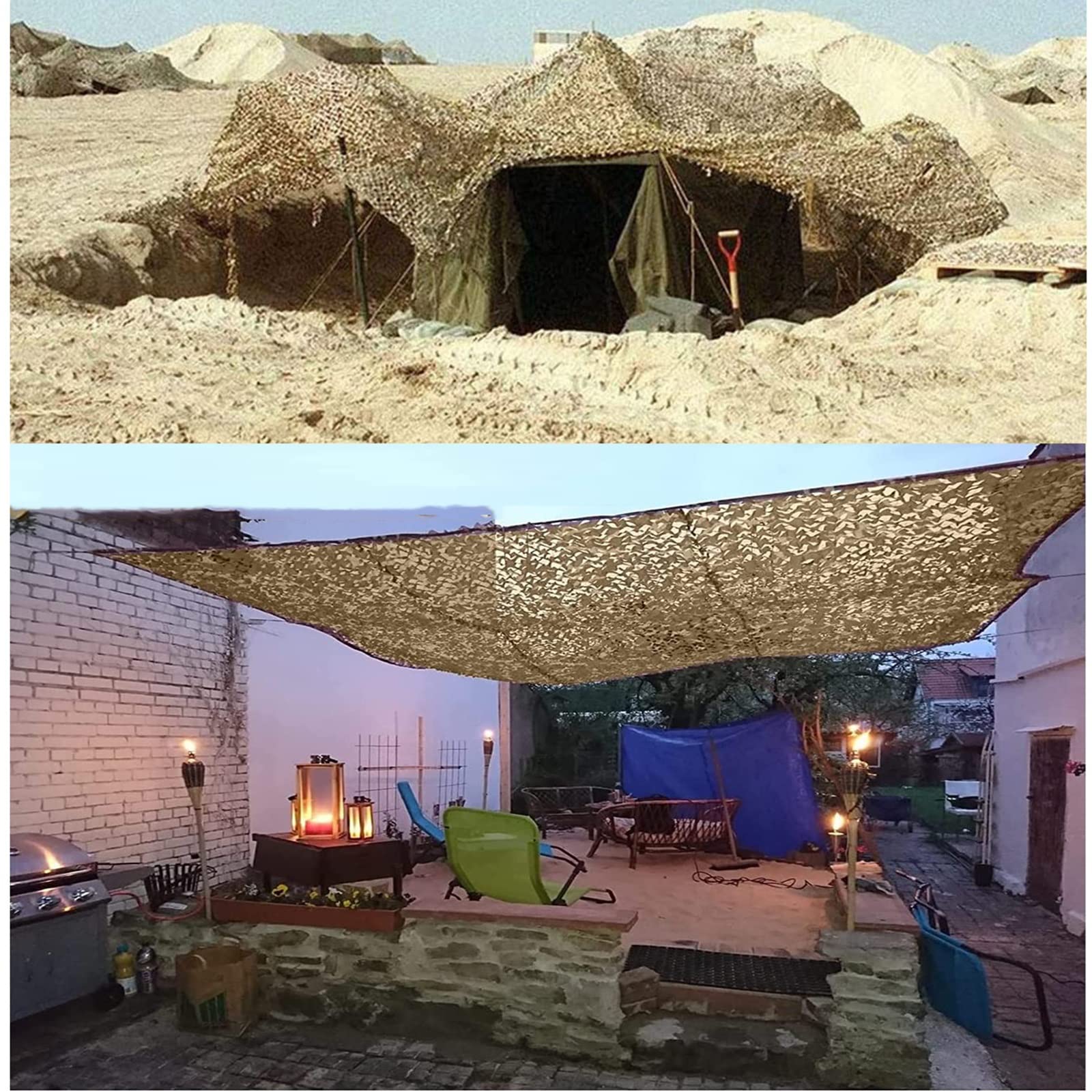 YFZNWHX Camouflagenet, beige camouflagenet, 2 x 6 m, 3 x 4 m, 4 x 5 m, 5 x 8 m, militair schaduwnet, schaduwdoek voor militair, verborgen tuin, terras, tuinhuisje, balkondecoratie, op maat gemaakte