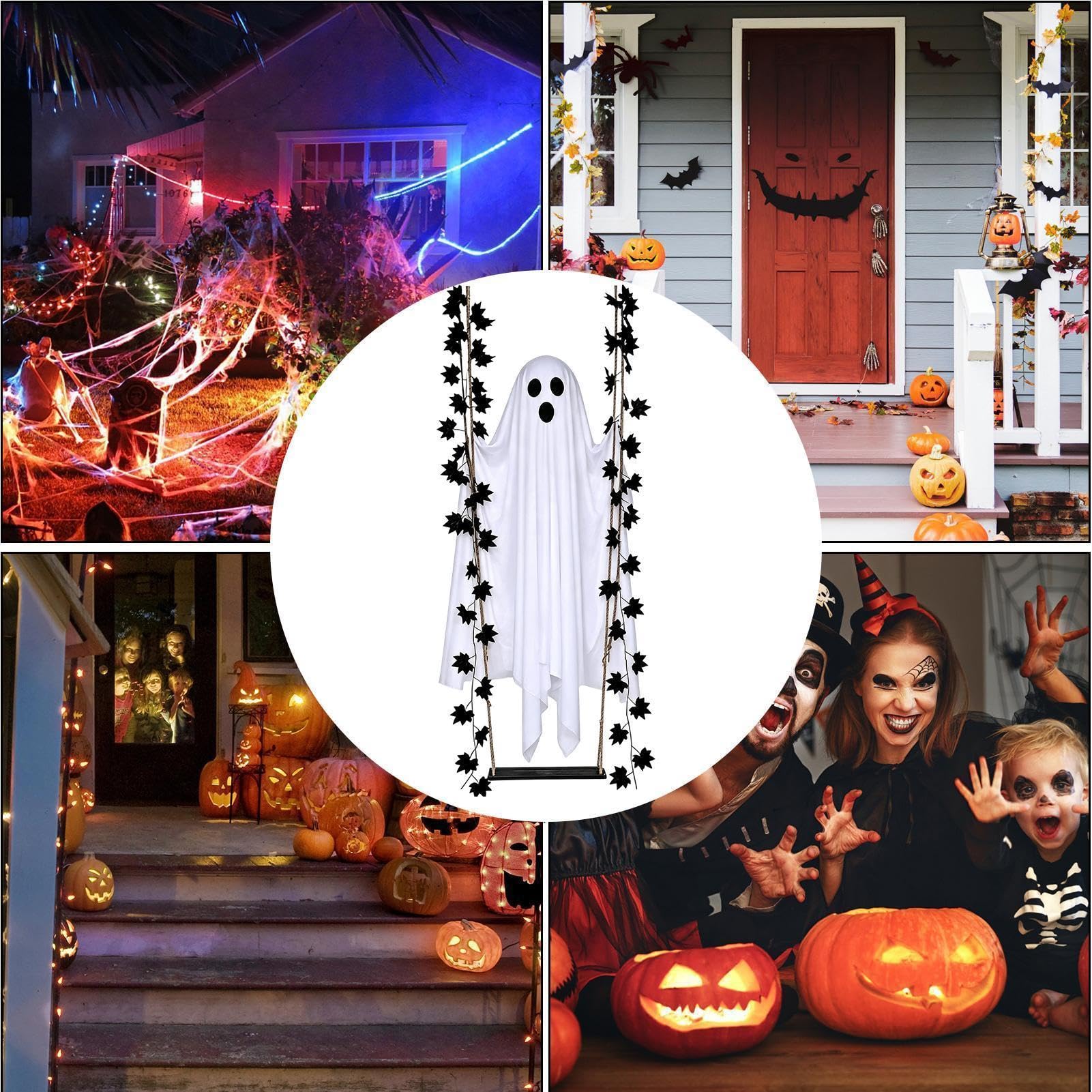 Light Up Swinging Ghost 120cm Halloween Yard Decor with Remote