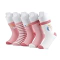 MagicPop Pink Socks for Girls, Calf length, Soft Pure Cotton, Lightweight & Breathable, 1 to 9 Years, Pack of 5, Designe