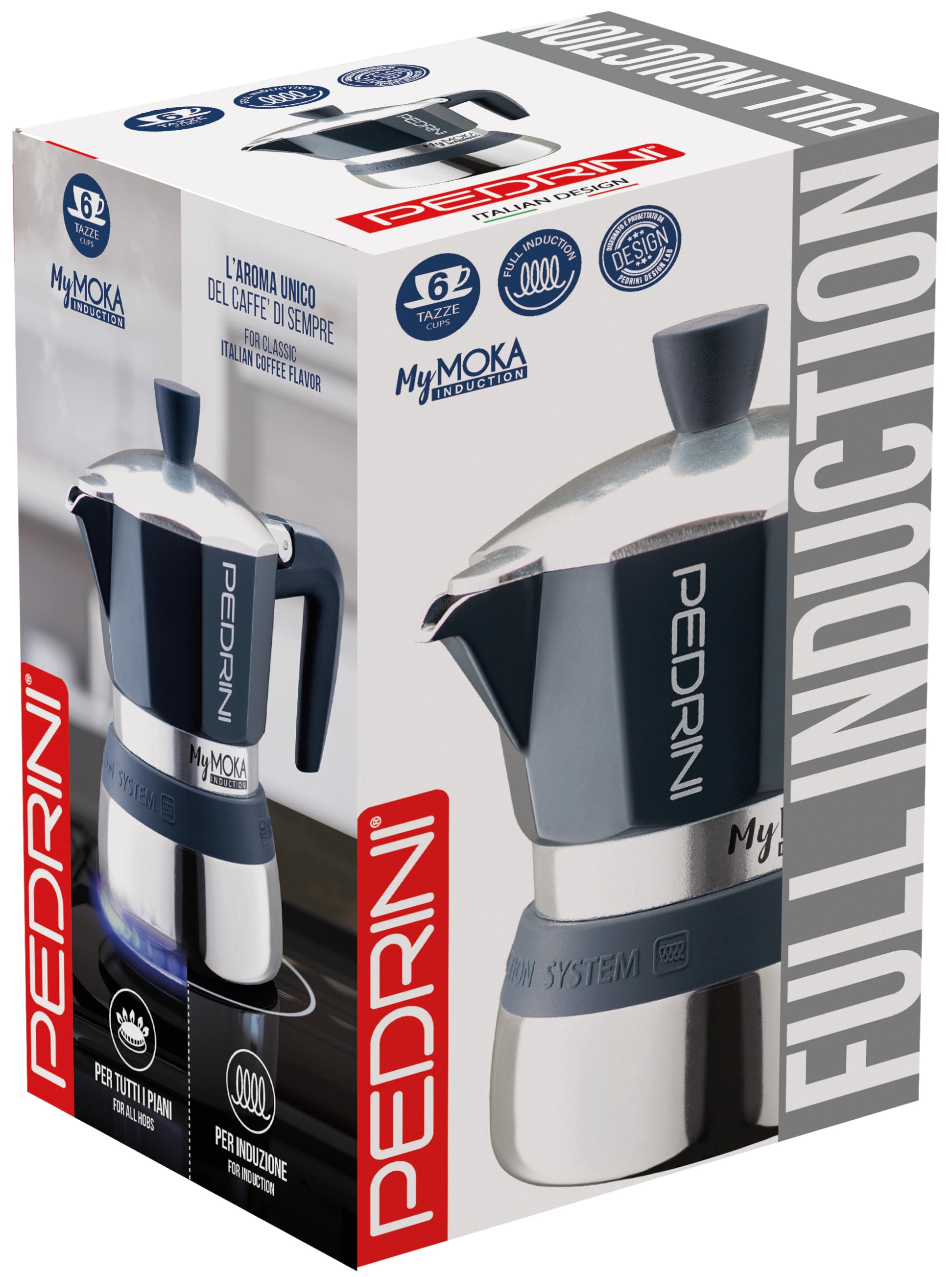Pedrini MyMoka Induction Espressokoker, 2 kopjes, nachtblauw