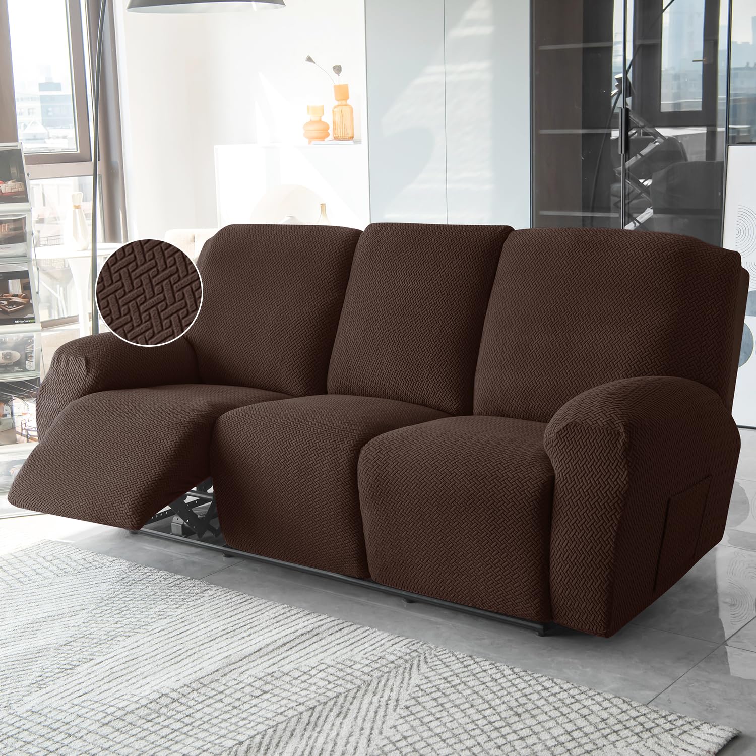 HOKIPO Recliner Cover - 3 Seater Grey -29