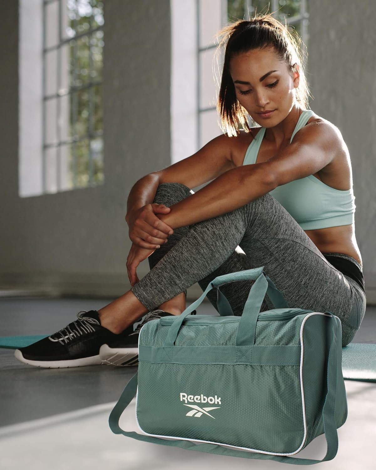Reebok Duffle Bag - Carry On Gym Bag for Workout and Travel Duffel Bags - Small Size Overnight Bags for Women and Men, Size Small, Warrior II Green Warrior II Green Small image 2 of 7 B0D5JDGF9K
