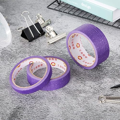 Miniatura 2 de Outus 3 rollos de cinta de manualidades púrpura de 45 yardas, cinta adhesiva extraíble multiusos para decoración de etiquetado de arte, bricolaje,