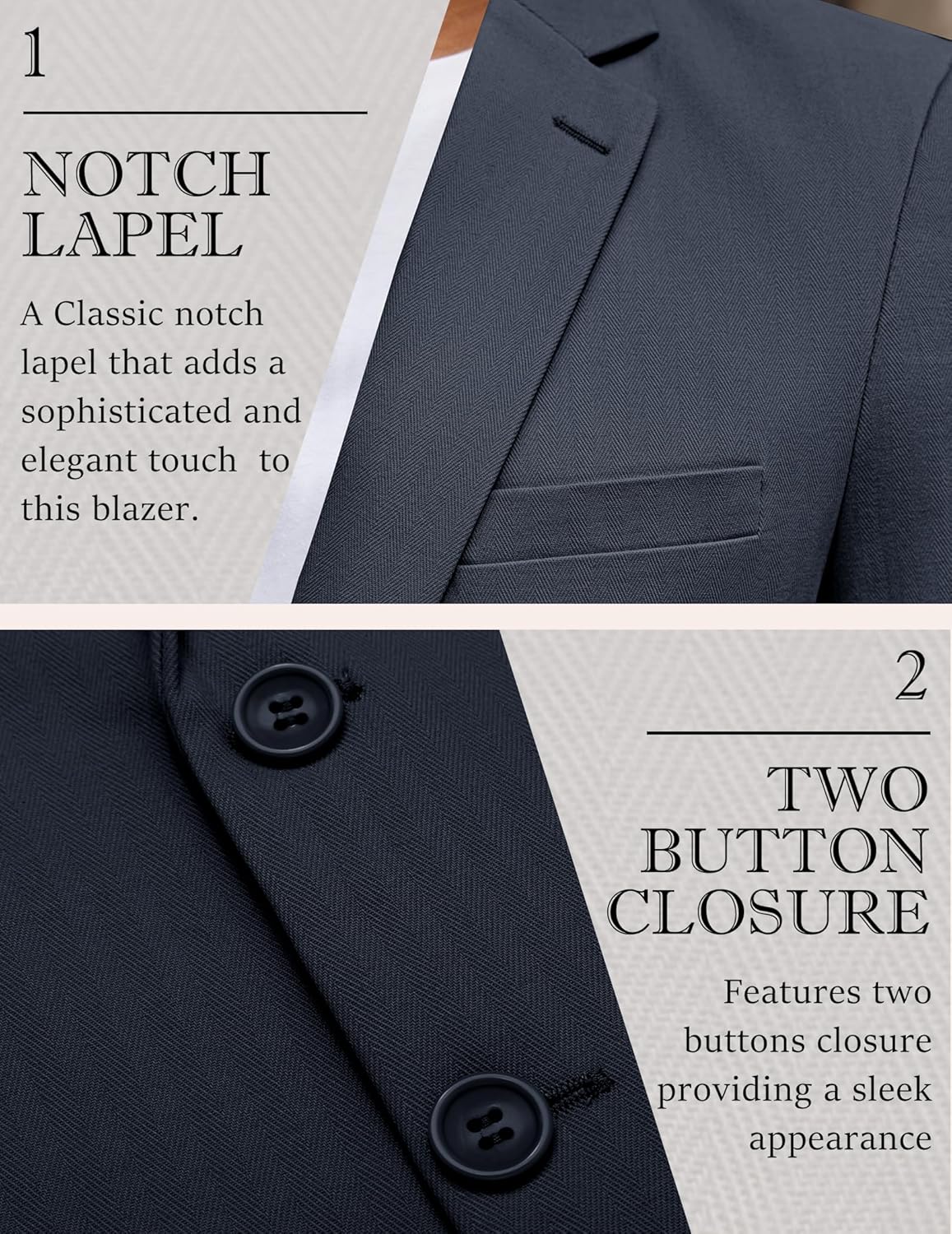 COOFANDY Men's Herringbone Blazer Slim Fit Cotton Sport Coats Two Buttons Casual Suit Jacket - Image 6