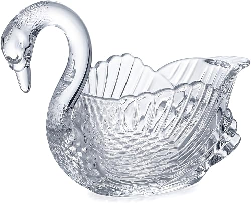9.8'' x 5.5'' Crystal Swan Centerpiece Bowl,Swan Planter Decorative Crystal Bowl for Table Centerpiece, Fruit Candy Dish and Home Swan Decor