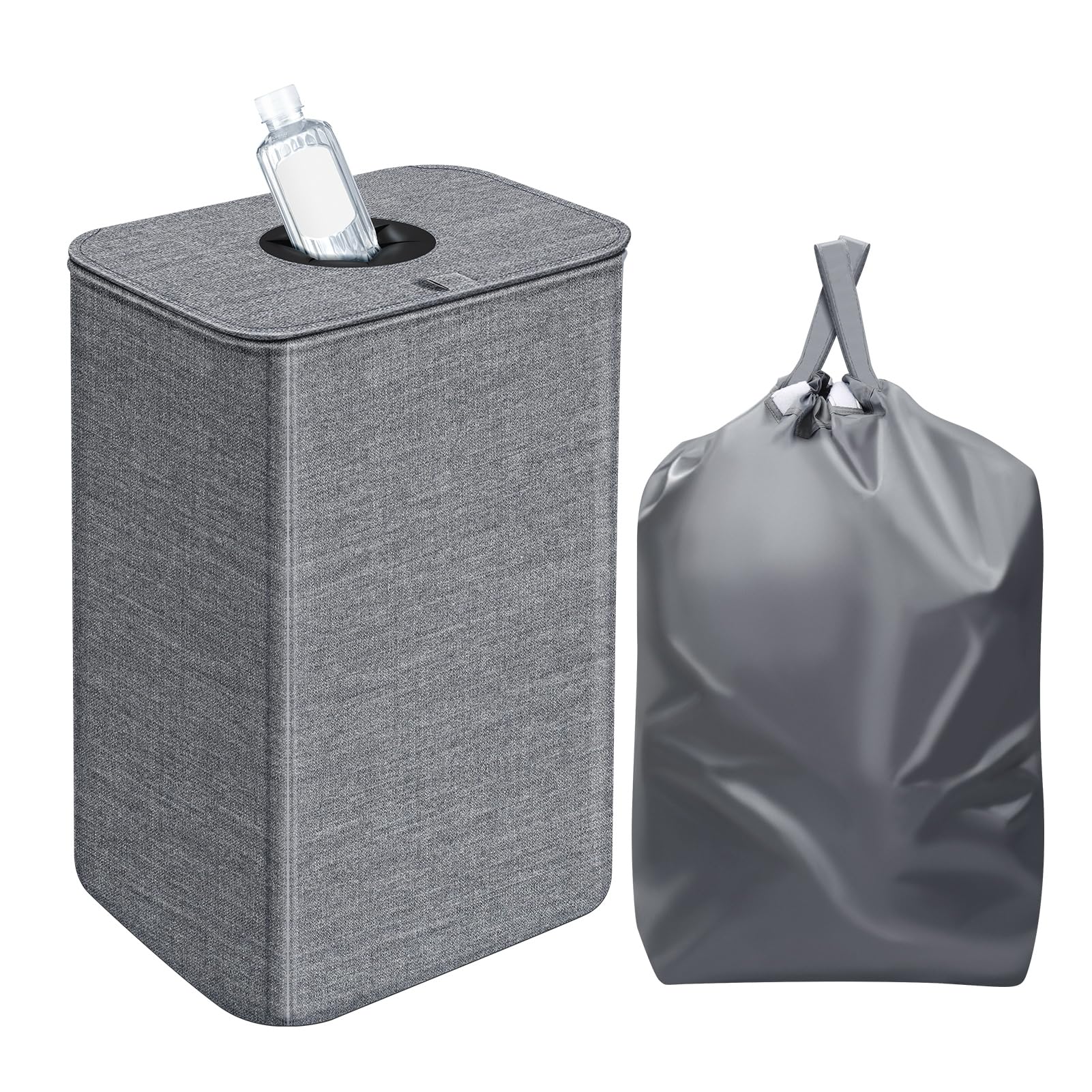 Pfandflaschen Sammelbehälter mit Deckel Abnehmbarem Beutel, 100L Recyclingbehälter Pfandflaschen Aufbewahrung Mülleimer Küche Pfandbehälter Sammel-Behälter Leergut Altglas Aufbewahrung (grau)