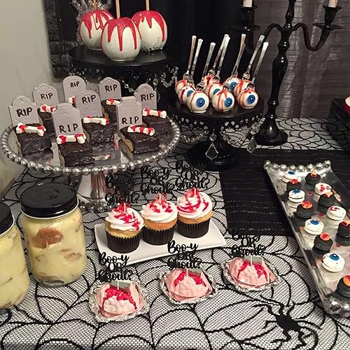 Miniatura 4 de 24 piezas de decoración de cupcakes de Halloween Boo-y o Ghoul con purpurina para revelación de género de bebé, para Halloween, baby shower, niños,