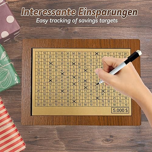 Miniatura 6 de Alcancía de madera, retro 5000300080001000010000 USD, caja de ahorro de dinero para billetes y monedas, alcancía grande personalizada para niños,