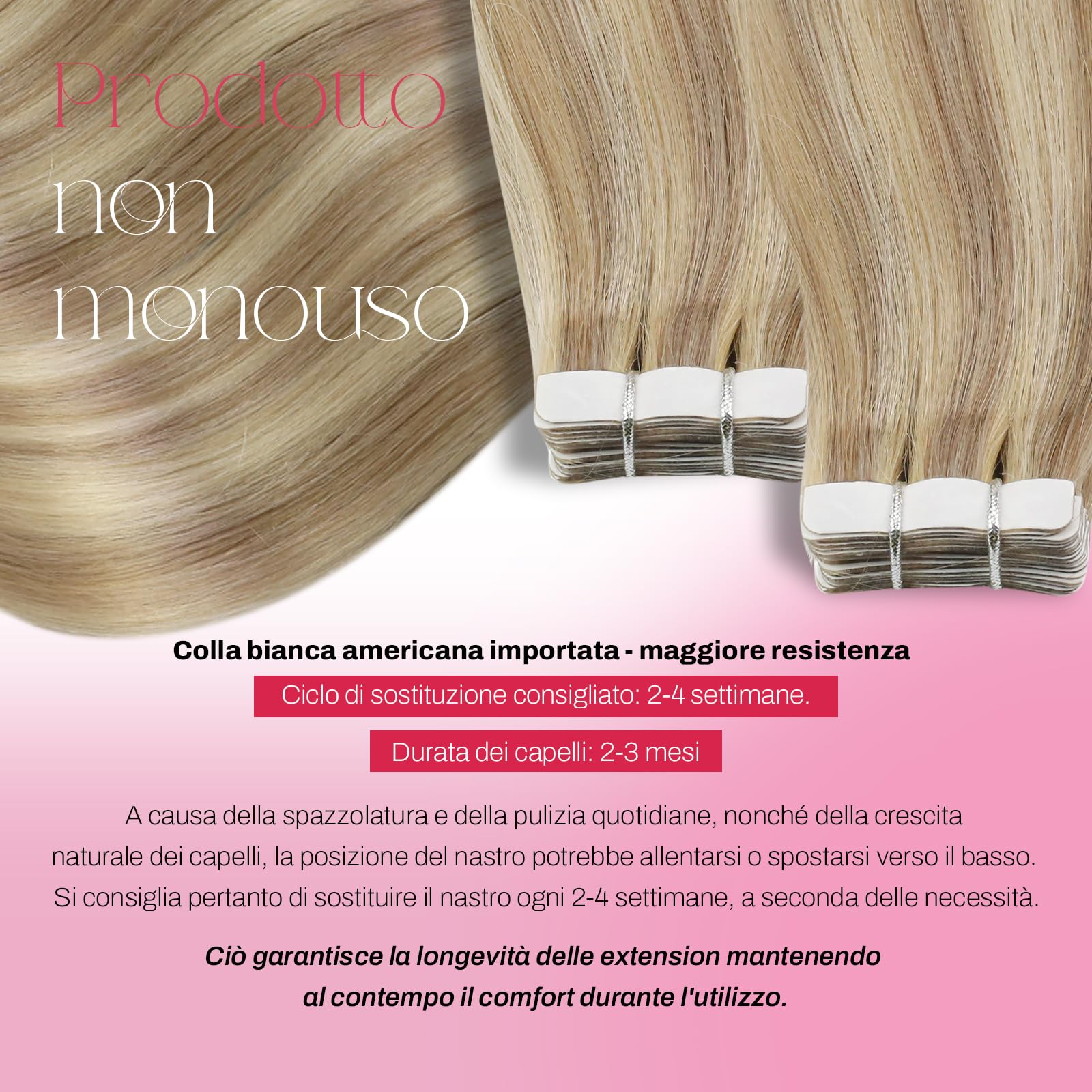 Moresoo Extension Adesive 50 e 55 cm #P16/22 Capelli Veri Bundle