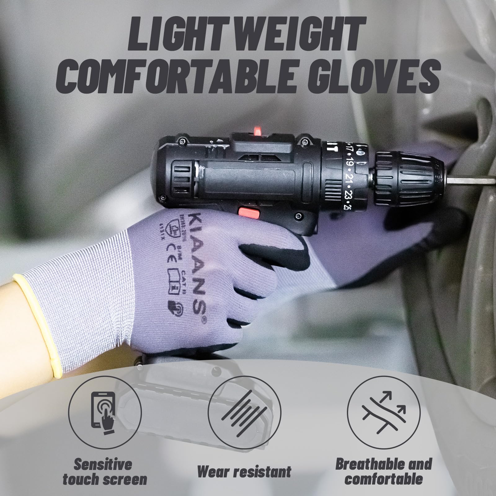 3 Pairs) ZMLEVE Multi Purpose Working Gloves Spandex With NBR Foam - View #10