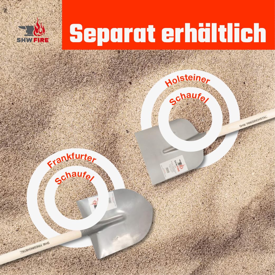 SHW-FIRE | Kombi-Set Holsteiner und Frankfurter Schaufel aus Spezialstahl, robuster 130 cm Eschenholzstiel, langlebig & stabil, ideal für Erde, Sand & Schüttgut, Garten & BAU | Made in Germany
