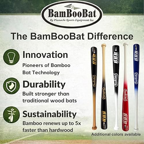 Miniatura 4 de BamBooBat por Pinnacle Sports Equipment INC. Batería de béisbol de bambú juvenil duradera para jugadores de 5 a 13 años de edad - Garantía de 100