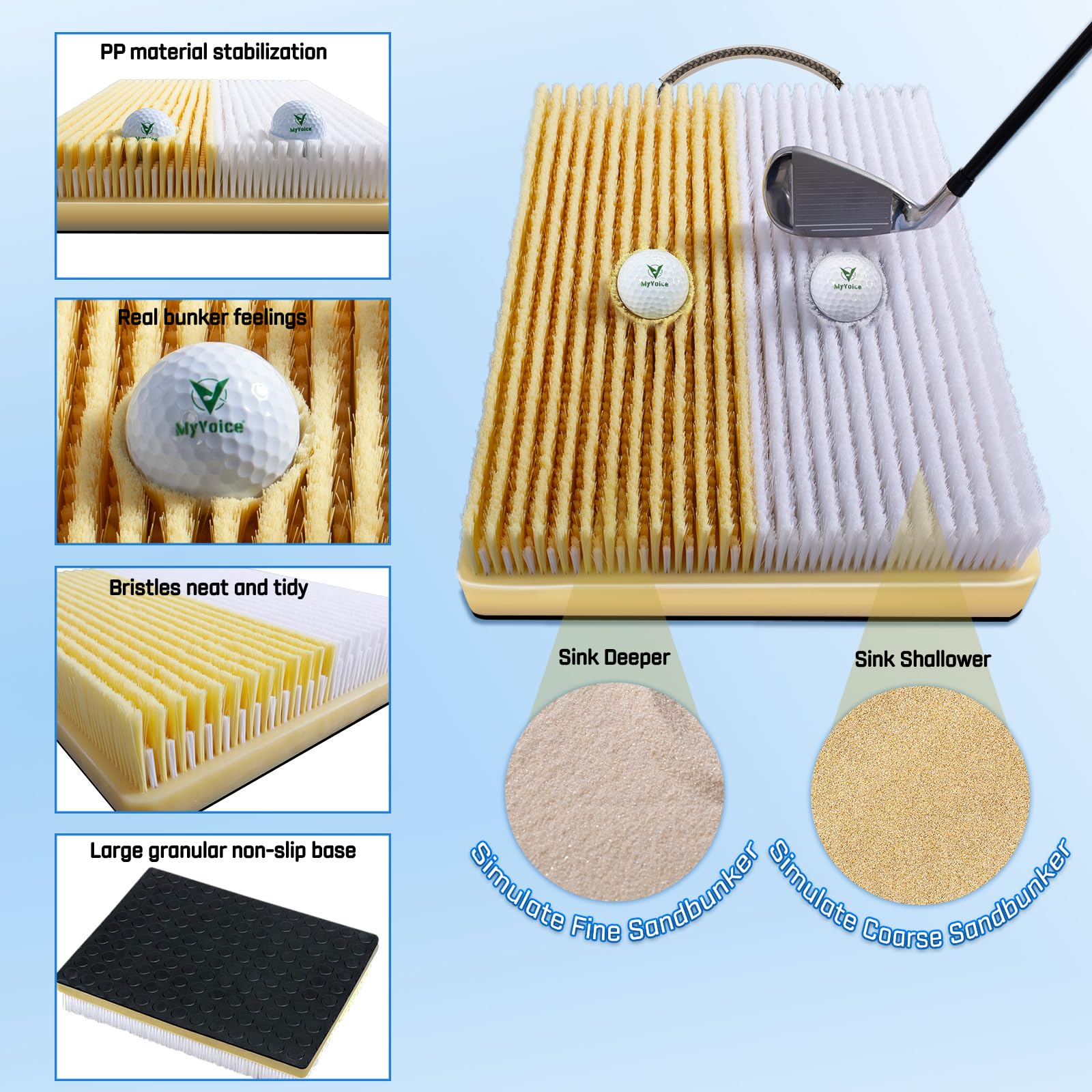 MyVoice Golf Bunker Mat - Realistic Up and Down Sand Chipping