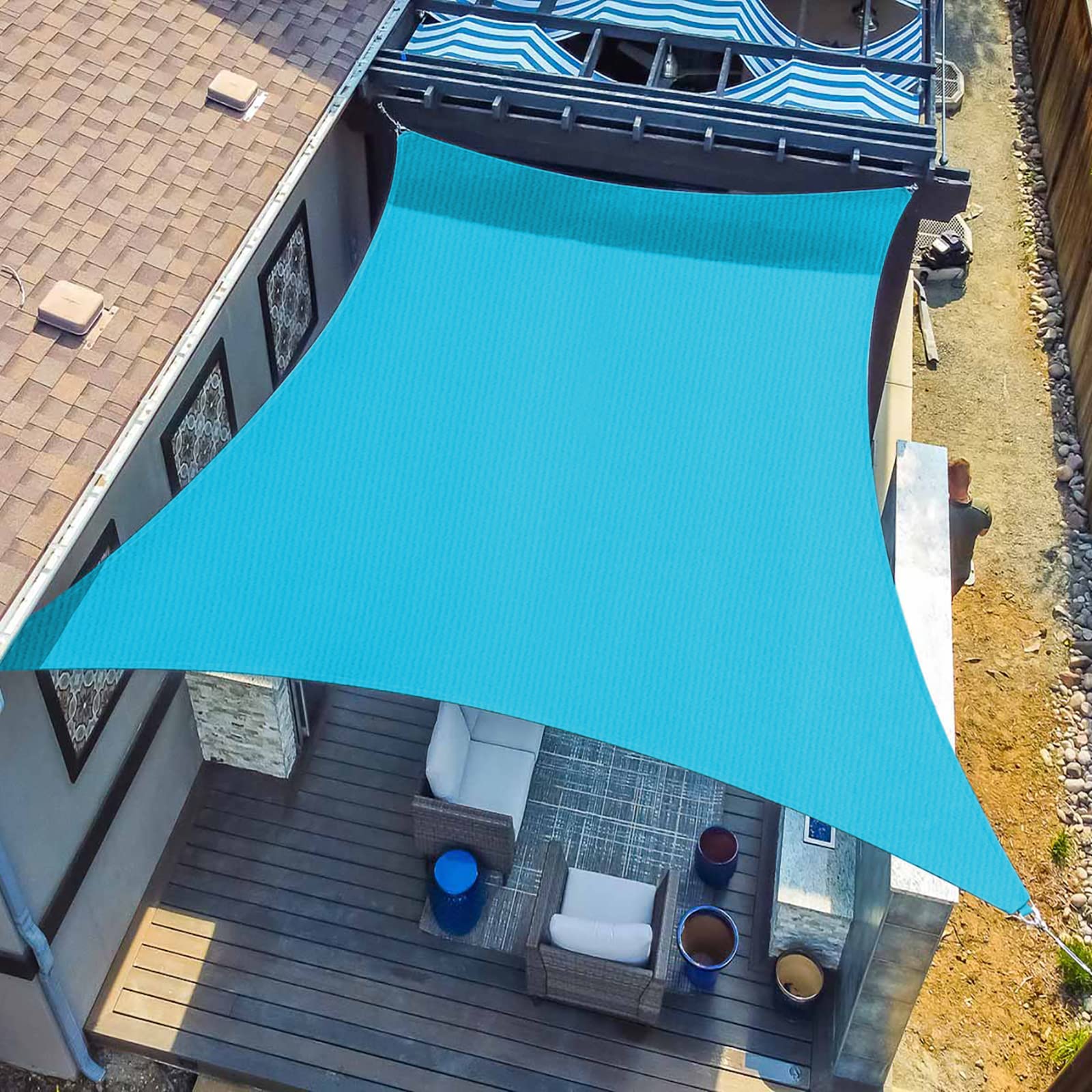 SUNLAX Sun Shade Sail, 13'x20' Turquoise Rectangle Canopy Shades for