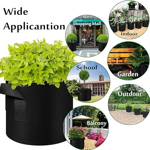 Miniatura 7 de XRR Bolsas de cultivo, paquete de 6 bolsas de cultivo de plantas de 10 galones, contenedor de aireación de primera calidad, macetas de tela no