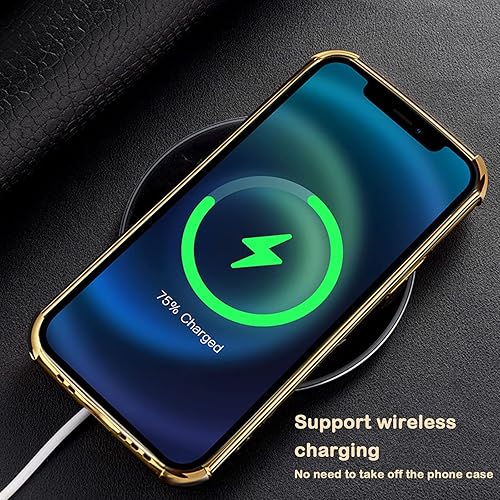 Miniatura 6 de aowner Funda para iPhone 15 Pro con soporte de anillo de 360 , funda de cuero con patrón de cocodrilo de lujo, parachoques dorado, a prueba de