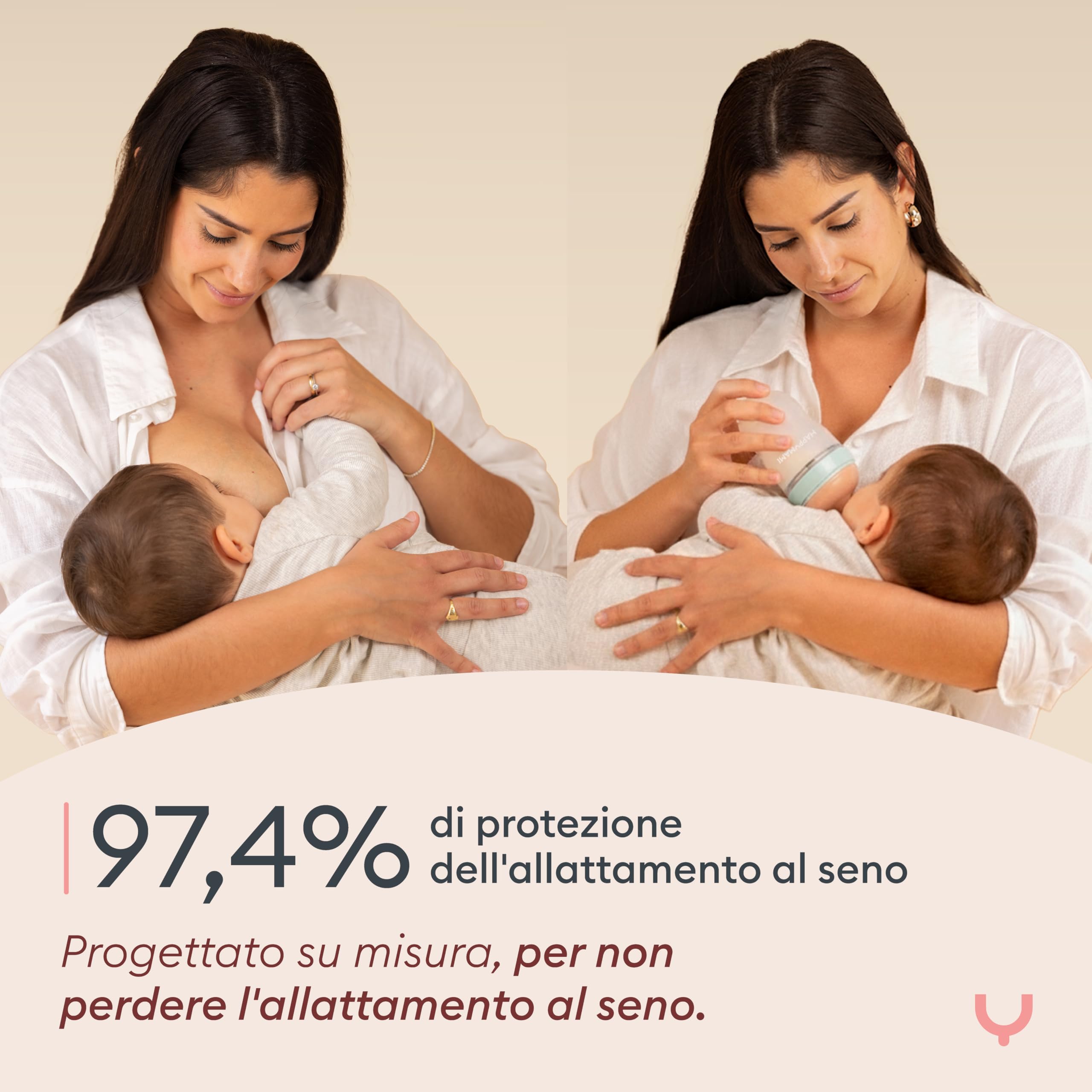 Happymami, Set Biberon Personalizzabile con la Forma del tuo Seno +Dosatore di Latte in Polvere, Kit di Alimentazione per il tuo Bebè, Senza BPA (Set Biberon + Dosatore di Latte in Polvere)