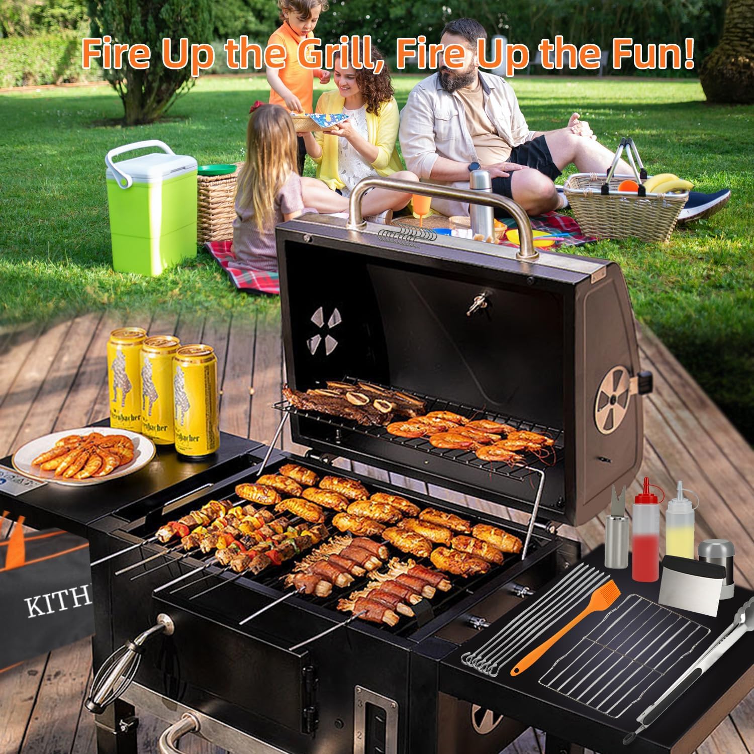 40PCS Griddle Accessories Kit, Flat Top Grill Accessories Set for Camp Chef, Griddle Spatula Set with Burger Press, Scraper, Tongs and Carry Bag for Outdoor BBQ