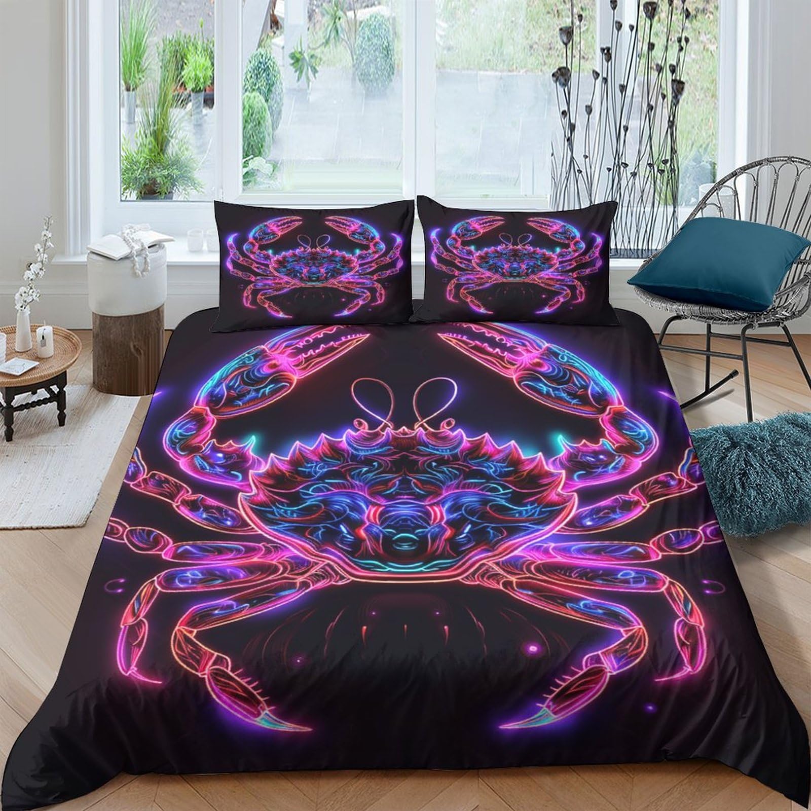 Parure de lit insectes en microfibre hypoallergénique et anti-plis pour lit double 200x200