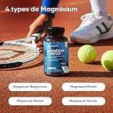 Magnesium Glycinate 4-in-1 Complex - 400mg Elemental Magnesium - 180 Vegan Capsules (3 Months Supply) - 1700mg as Citrate, Bisglycinate, Taurate & Malate - Added 90mg Leucine - Made in the UK - 2
