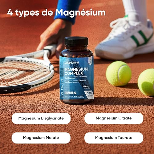 Magnesium Glycinate 4-in-1 Complex - 400mg Elemental Magnesium - 180 Vegan Capsules (3 Months Supply) - 1700mg as Citrate, Bisglycinate, Taurate & Malate - Added 90mg Leucine - Made in the UK - 2