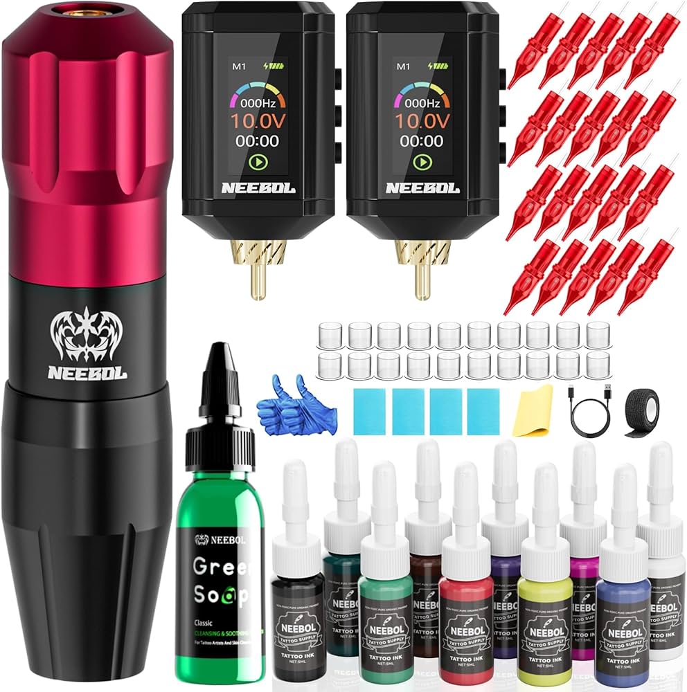 Amazon.com: Neebol Tattoo Gun Kit - Wireless Tattoo Machine Kit
