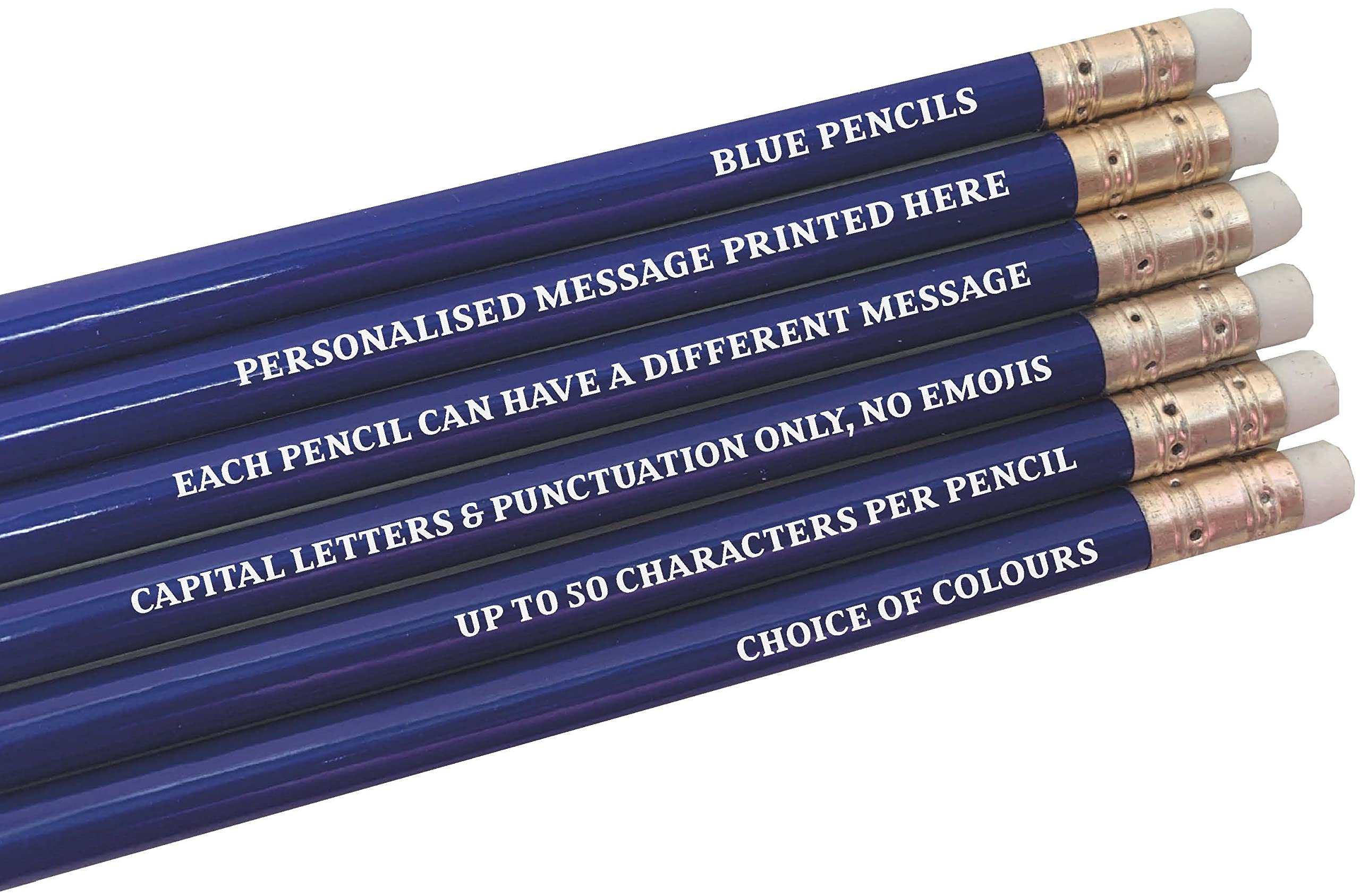 Personalised Pencils - Choice of Colours and Quantities (Blue, 30 Pencils)
