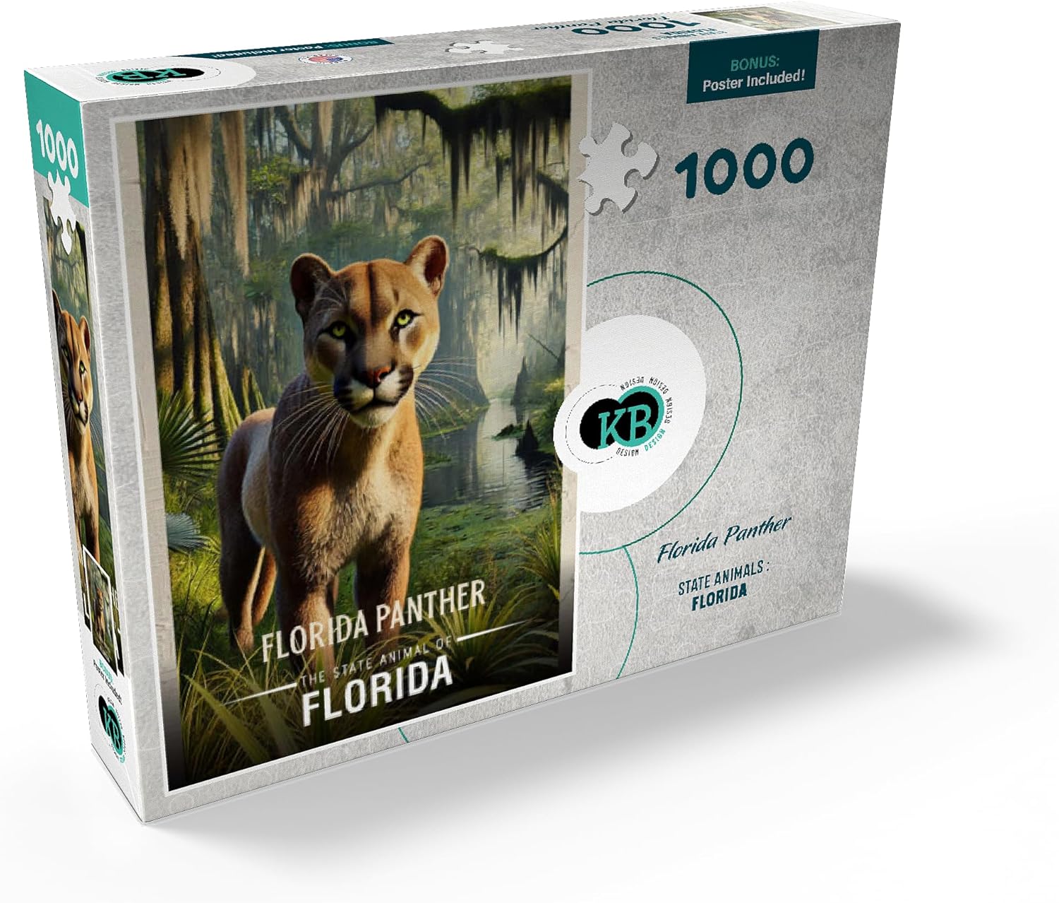 MyPuzzle Florida, Florida Panther: State Animals Series - Premium 1000 Piece Jigsaw Puzzle for Adults