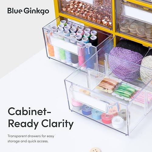 Miniatura 5 de Blue Ginkgo Gabinete grande de 12 cajones, organizador transparente apilable para hardware, cuentas, ladrillos de plástico, oficina y almacenamiento