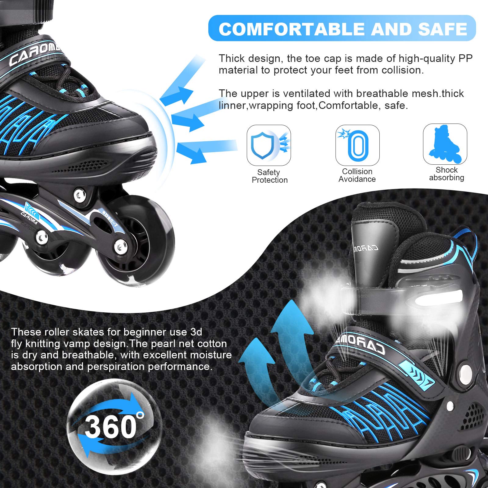 Buy Caroma Adjustable Inline Skates for Girls Boys Women Men with Full