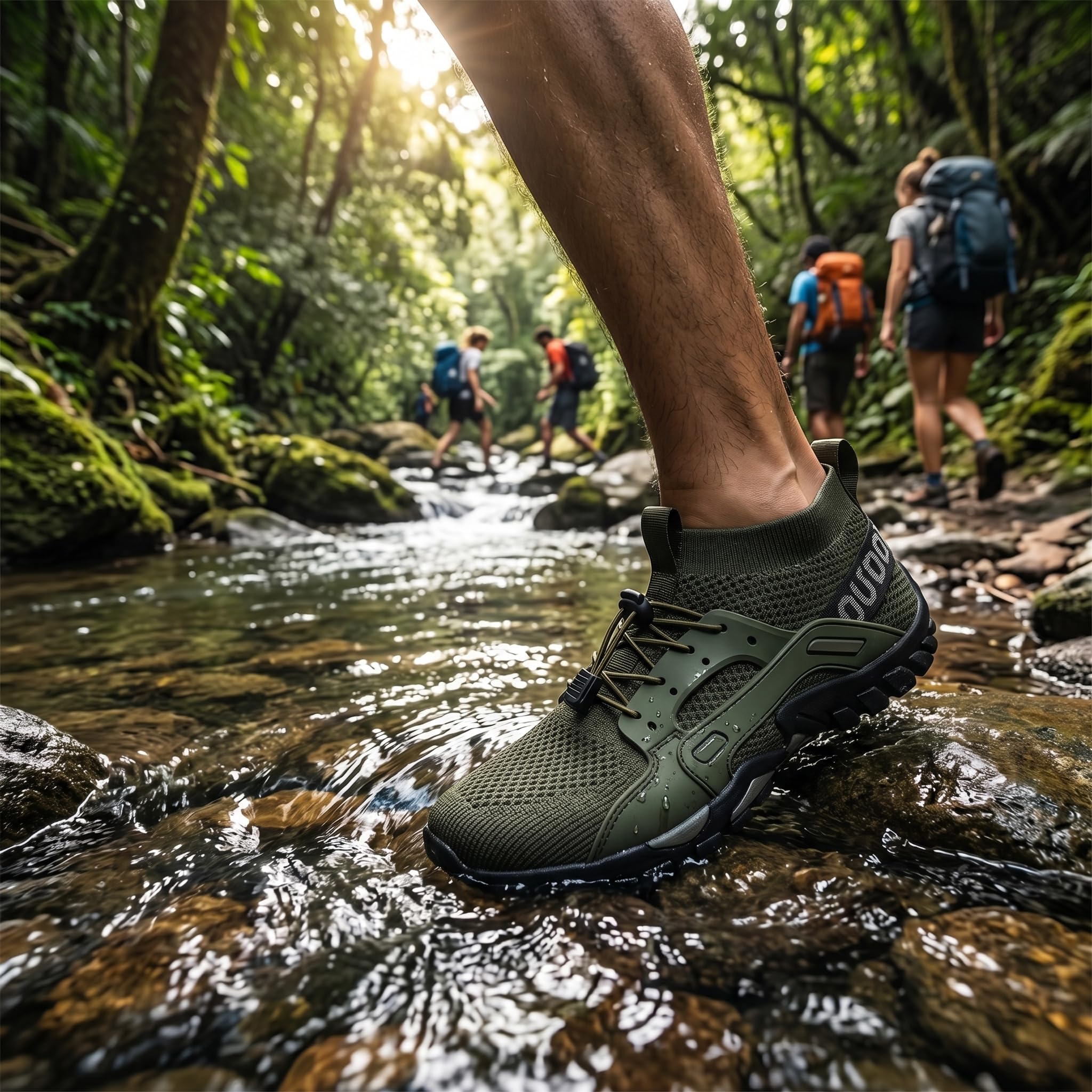 GLOGLOW Chaussures de Wading pour Hommes, Absorption des Chocs Respirante, Prévention des Glissades, Chaussures de Randonnée Confortables pour la Pêche