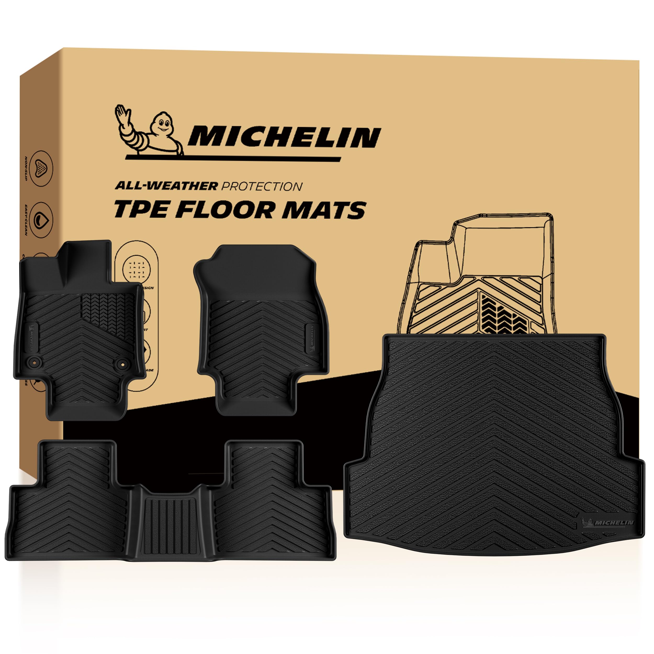 Michelin Vehicle Mats for 2019-2025 Toyota RAV4 Gas Floor Mats (4 Piece)