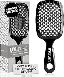 FHI Heat Escova desembaraçadora UNbrush para escovar sem dor em todos os tipos de cabelo molhado ou seco — cerdas antiestáticas DuoFlex duráveis, cabo leve, escova de cabelo ventilada, cinza