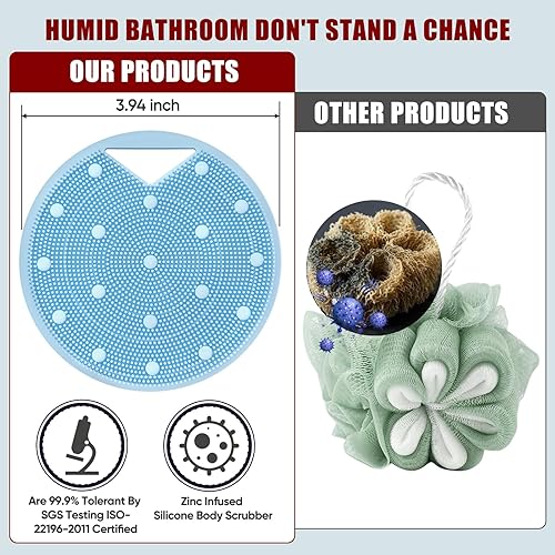 Miniatura 2 de Depurador corporal de silicona resistente para drenaje linfático, cepillo linfático para ducha, infusión de zinc, con cerdas rígidas y suaves para