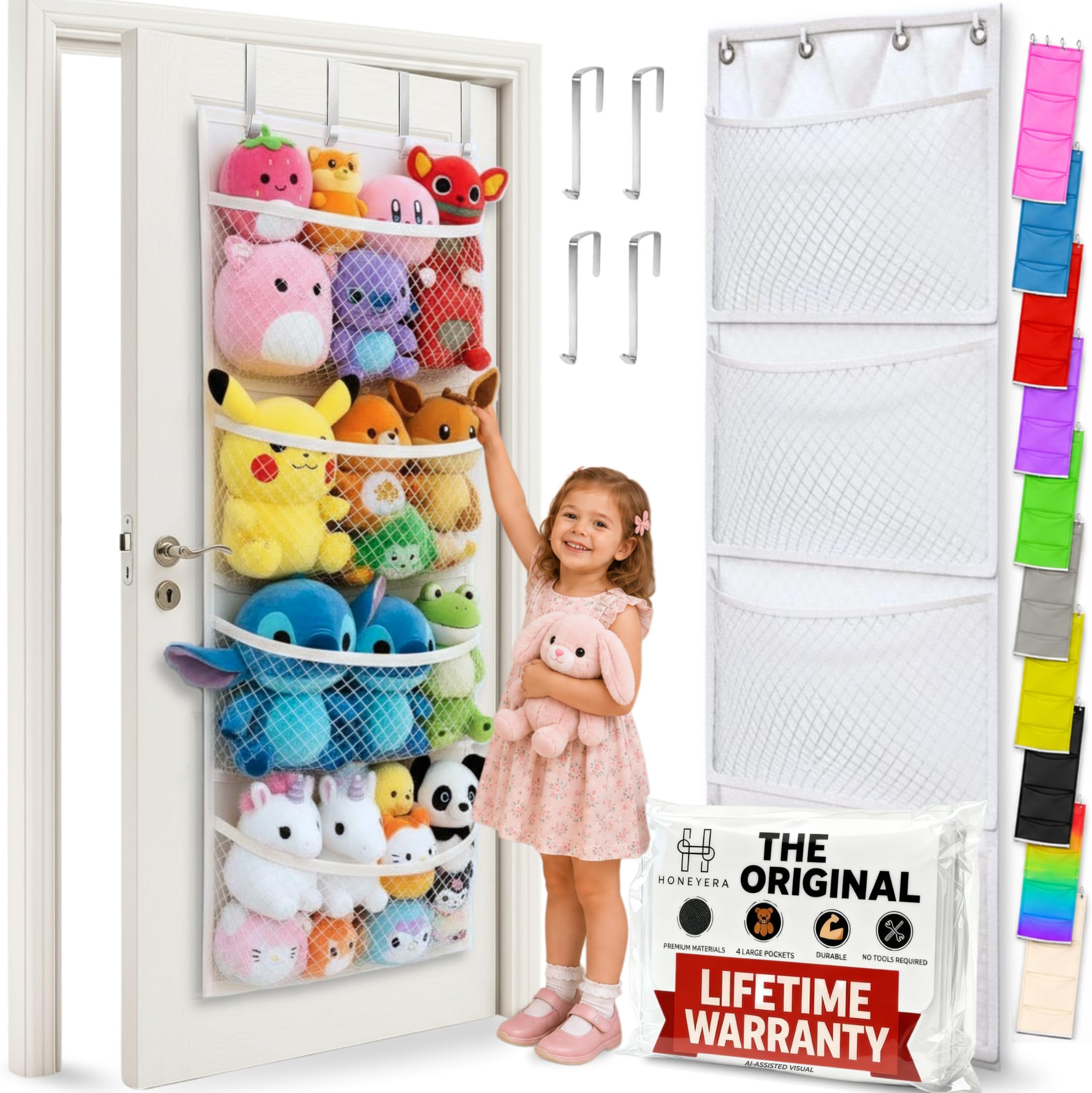Original Plush Toy Storage (Patented) Door-Hanging Storage Plush Toy Storage Rack Shelf Hammock-Style Hanging Storage Net Large Capacity Storage for Older Children and Toddlers