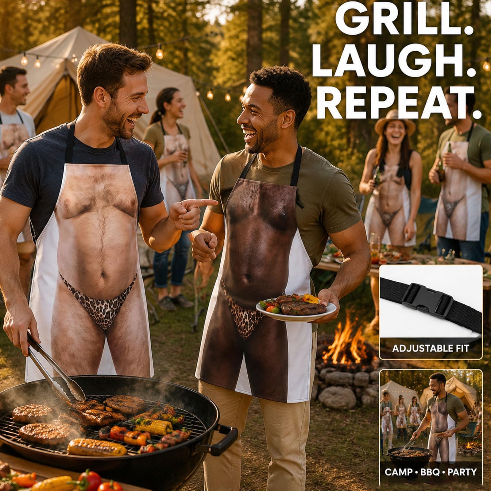 Delantal divertido de tanga de leopardo, delantal para barbacoa | Delantal de cocina con estampado realista de tanga y tirantes ajustables, regalo original y divertido para fiestas