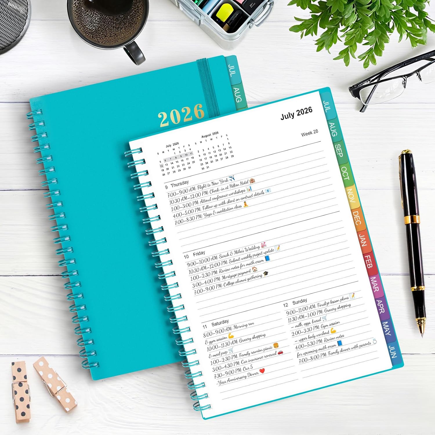 2026 Planner – 2026 Planner Weekly and Monthly: Jan. 2026 - Dec. 2026, 5.5" x 8.2", 2026 Calendar Planner with Monthly Tabs, Flexible Cover, Thick Paper, Inner Pocket for School Office Supplies