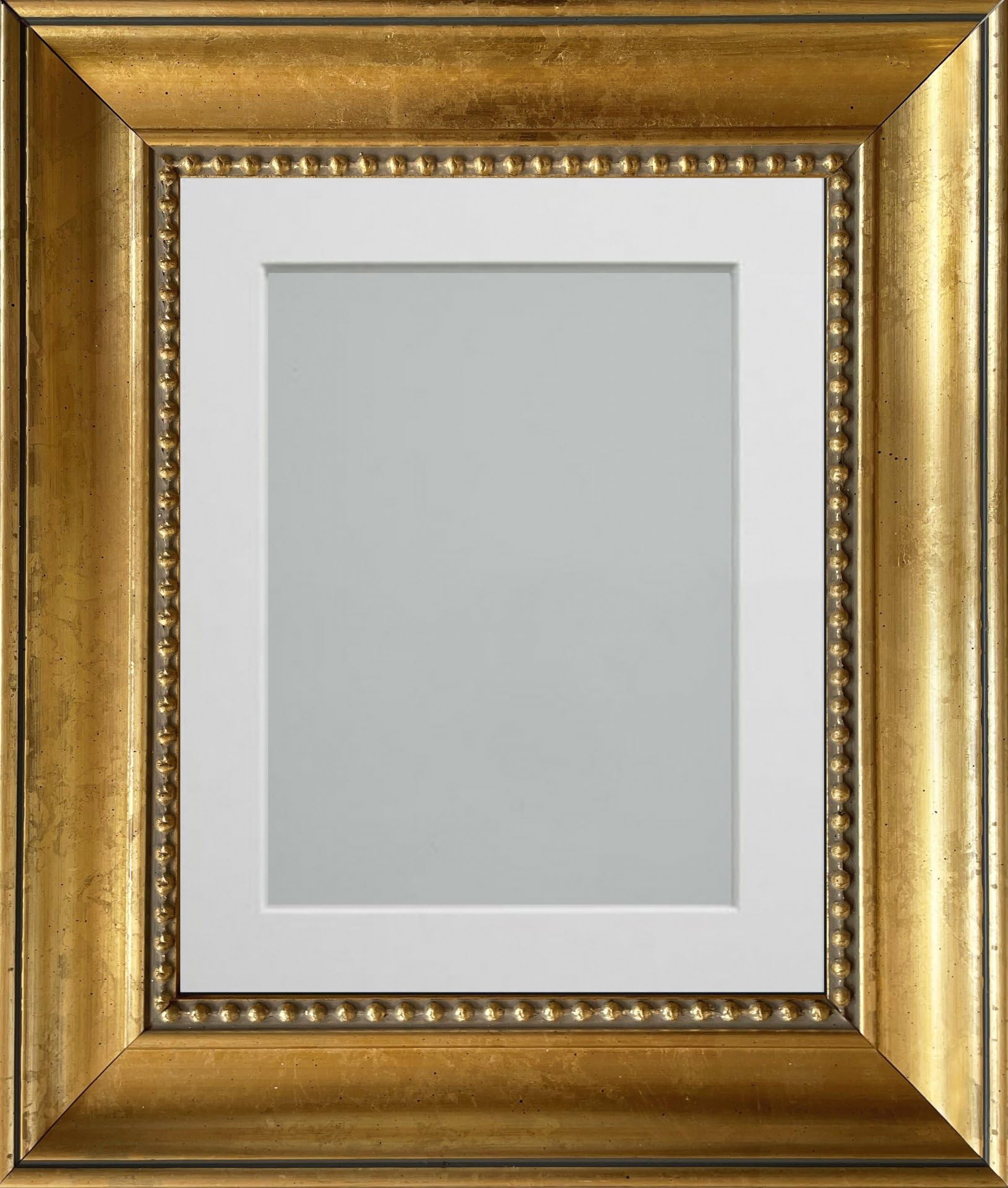 Frame Company Off-White Litchfield Gold Ornate Beaded Decorative Wooden 12X10 Inch Frame With Mount For Image 10X8 Inch *Choice Of Sizes*