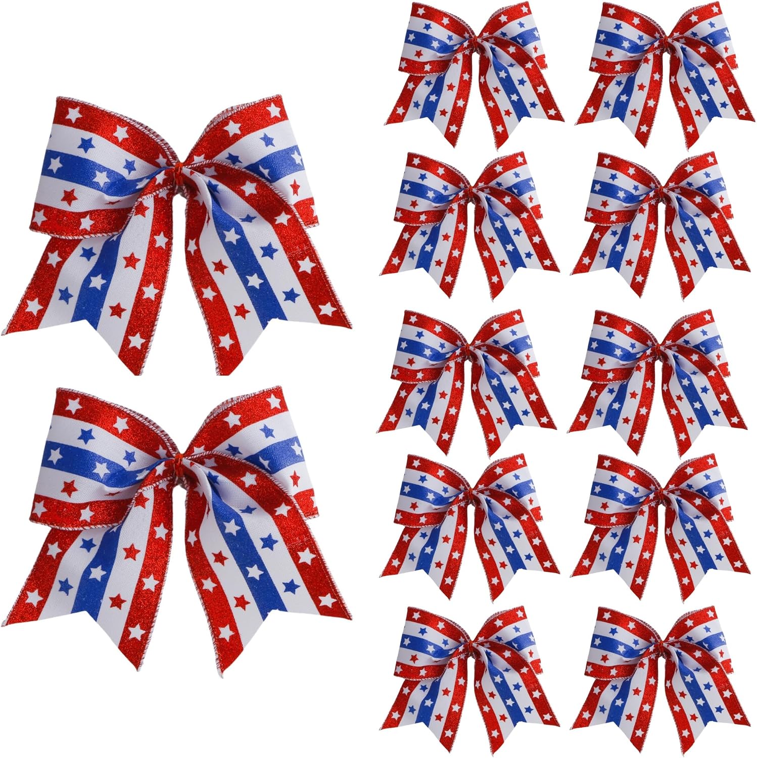 Meseey 12Pcs 6 Inch Patriotic Bows Red White and Blue Bows American Flag Bows for Wreath Front Door Decor 4th of July Hair Bows for Girls Kids Independence Day Patriotic Decorations