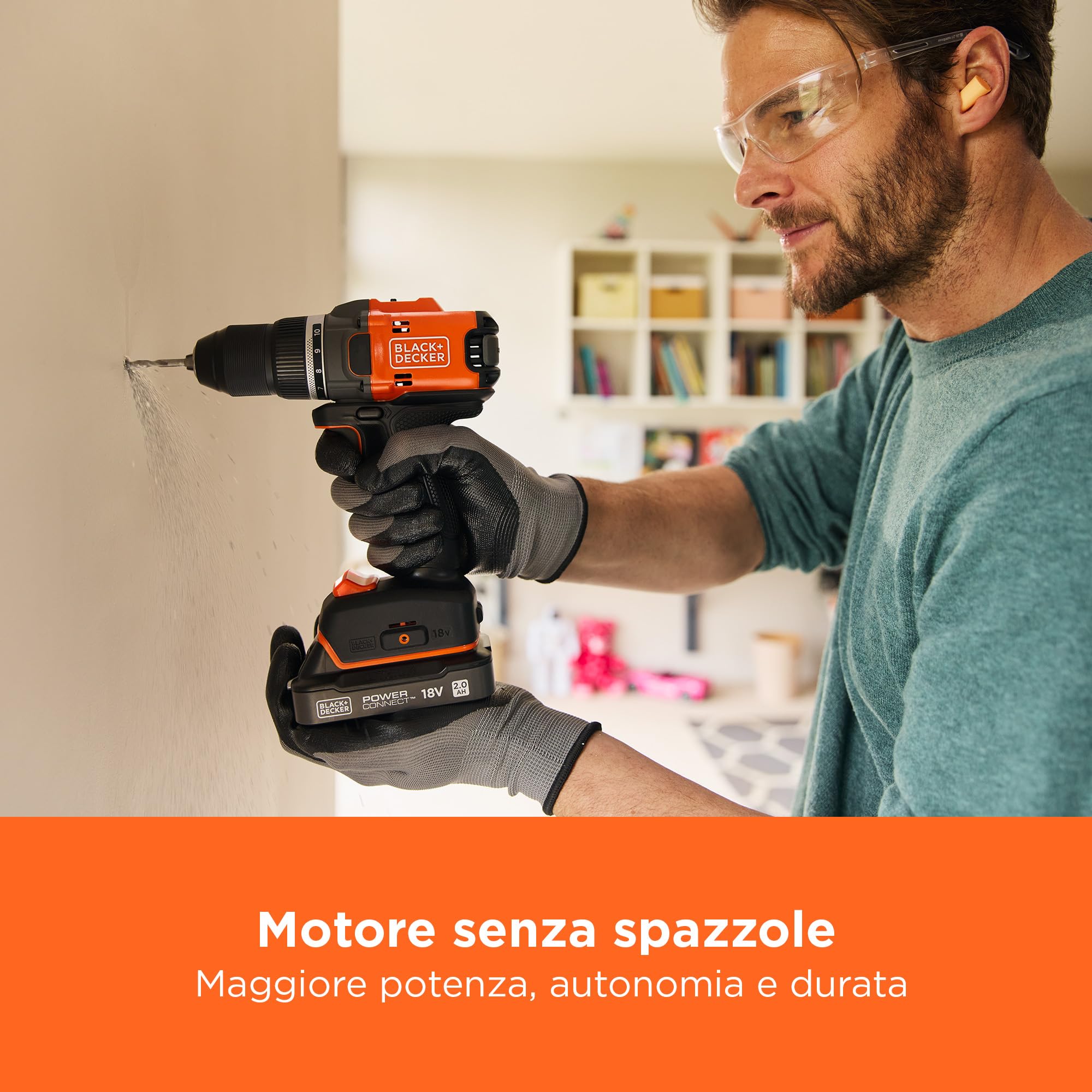BLACK+DECKER Trapano avvitatore BRUSHLESS 18V, coppia 50Nm, 2 velocità, luce LED, senza batteria o caricabatteria, BLD682XN-XJ