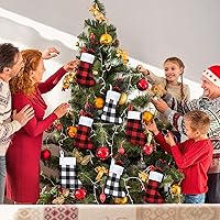 Vista 3 de Skylety - 24 unidades de calcetines de Navidad mini a granel con diseño de búfalo a cuadros, puño de felpa, para colgar como decoración para regalos