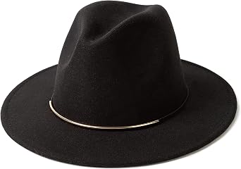 Womens Fedora Hats with Belt Buckle Wide Brim Panama Fedora Cap