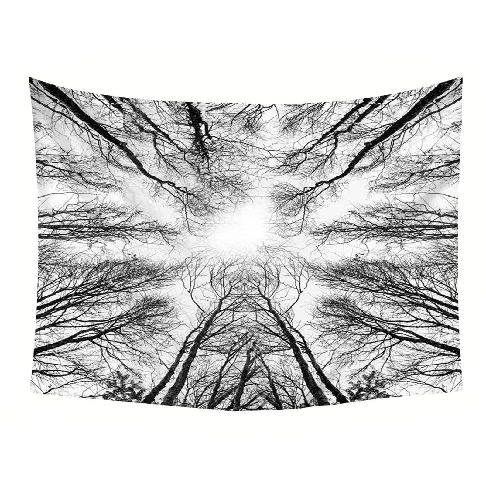 Homxi Wandteppich Landschaft 260 x 240 CM,Zweig Polyester Wandteppiche Kinderzimmer Deko Schwarz Grau