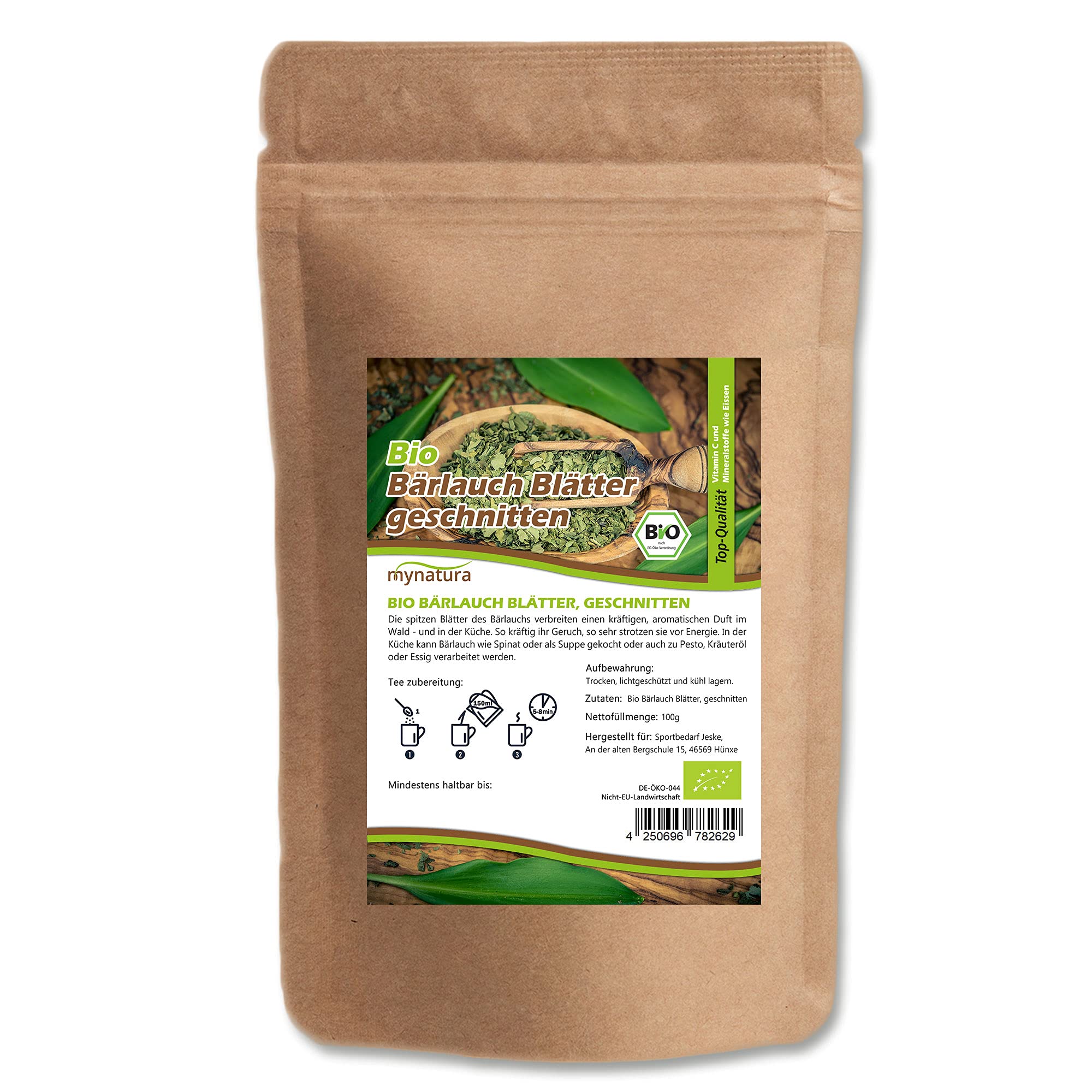 Mynatura Bio Bärlauch Blätter geschnitten I Getrocknet I Gewürz-Kraut I Bärlauch-Tee I Allium Ursinum I Naturprodukt I Im Beutel (1000g)