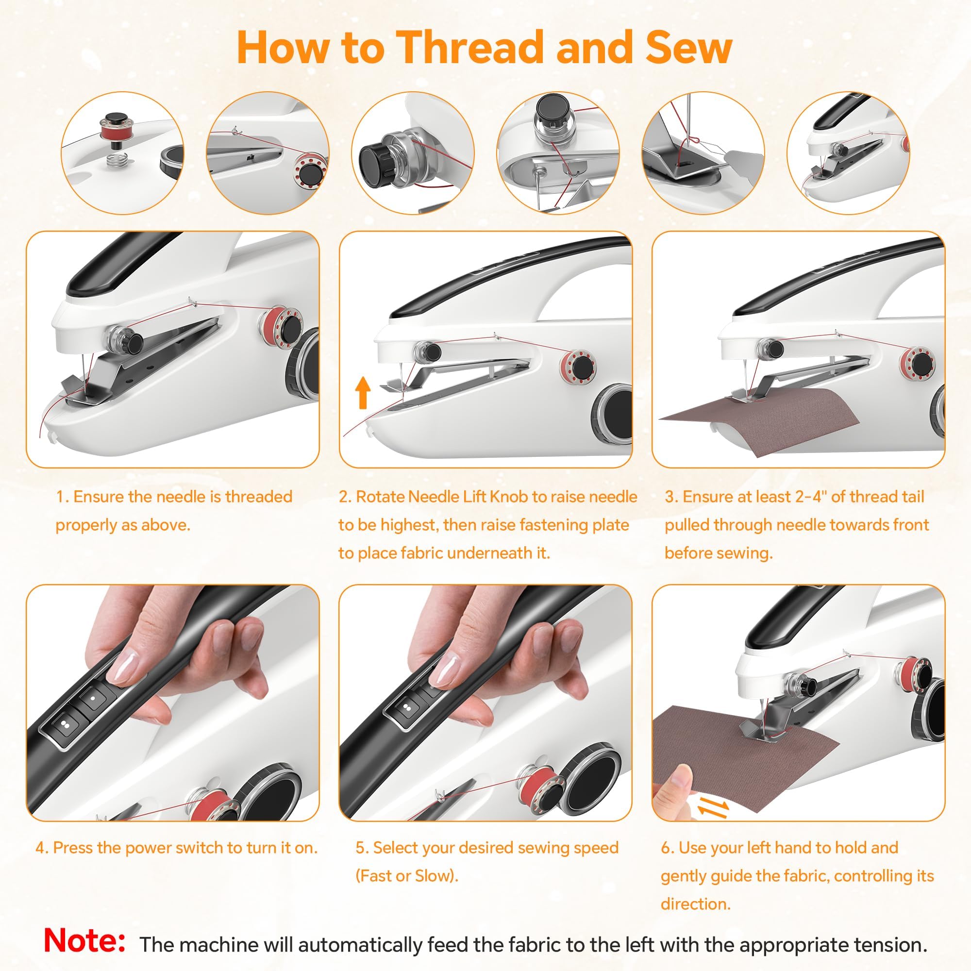 Handheld Sewing Machine Heavy Duty & Portable, 2-Speed Mini Sewing Machine with Sewing Kit & Storage Bag for Beginners, Adults, DIY, Home, Travel, Quick Clothing Repairs — view 8